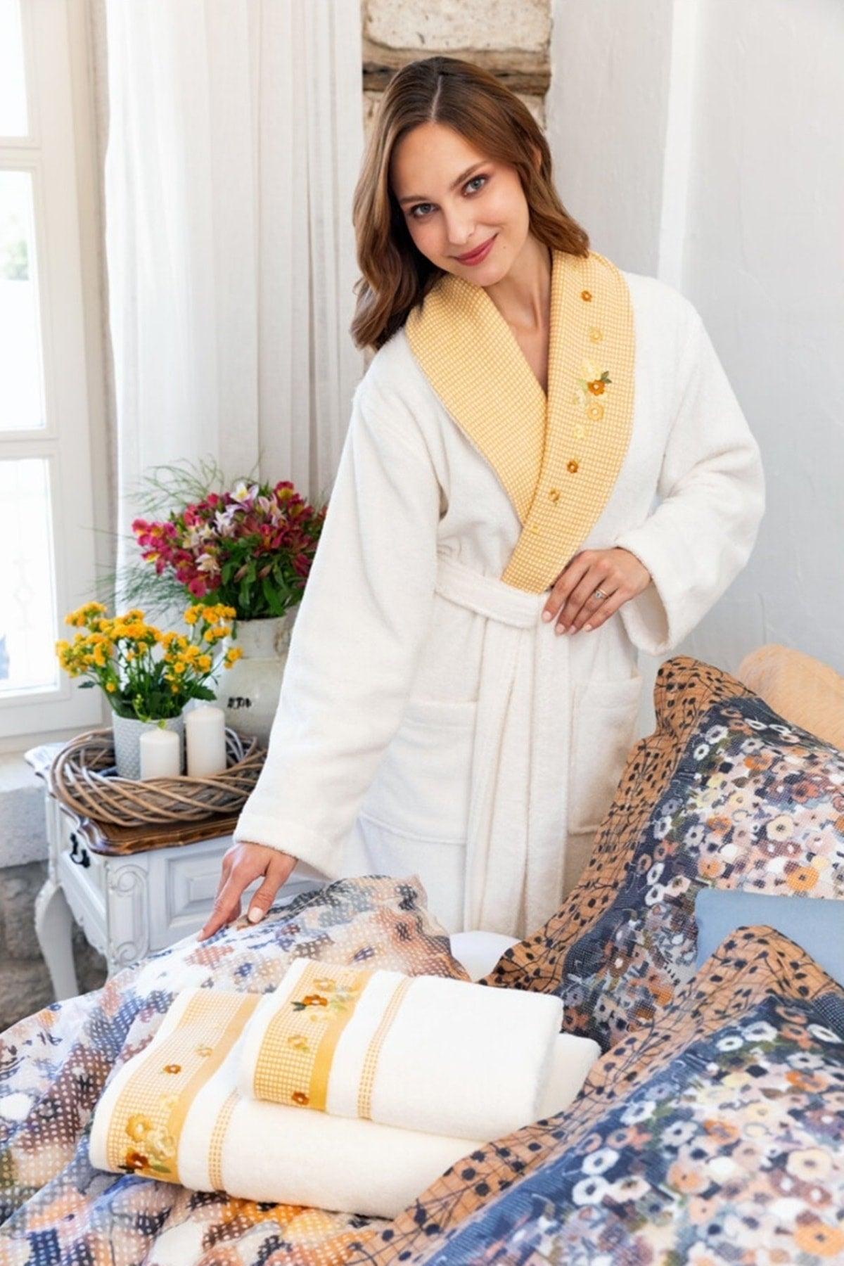 Bathrobe Set Rosebud Gray Mustard - Swordslife