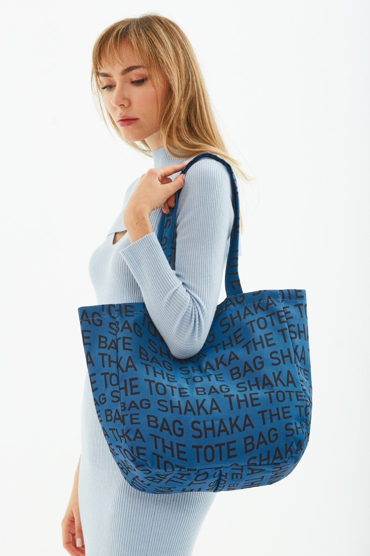 Indigo U50 Snap Closure The Tote Bag Printed Canvas Fabric Casual Women's Arm And Shoulder Bag U:35