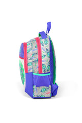 Kids Silver Lavender Peacock Pattern Three Compartment School Backpack 23488