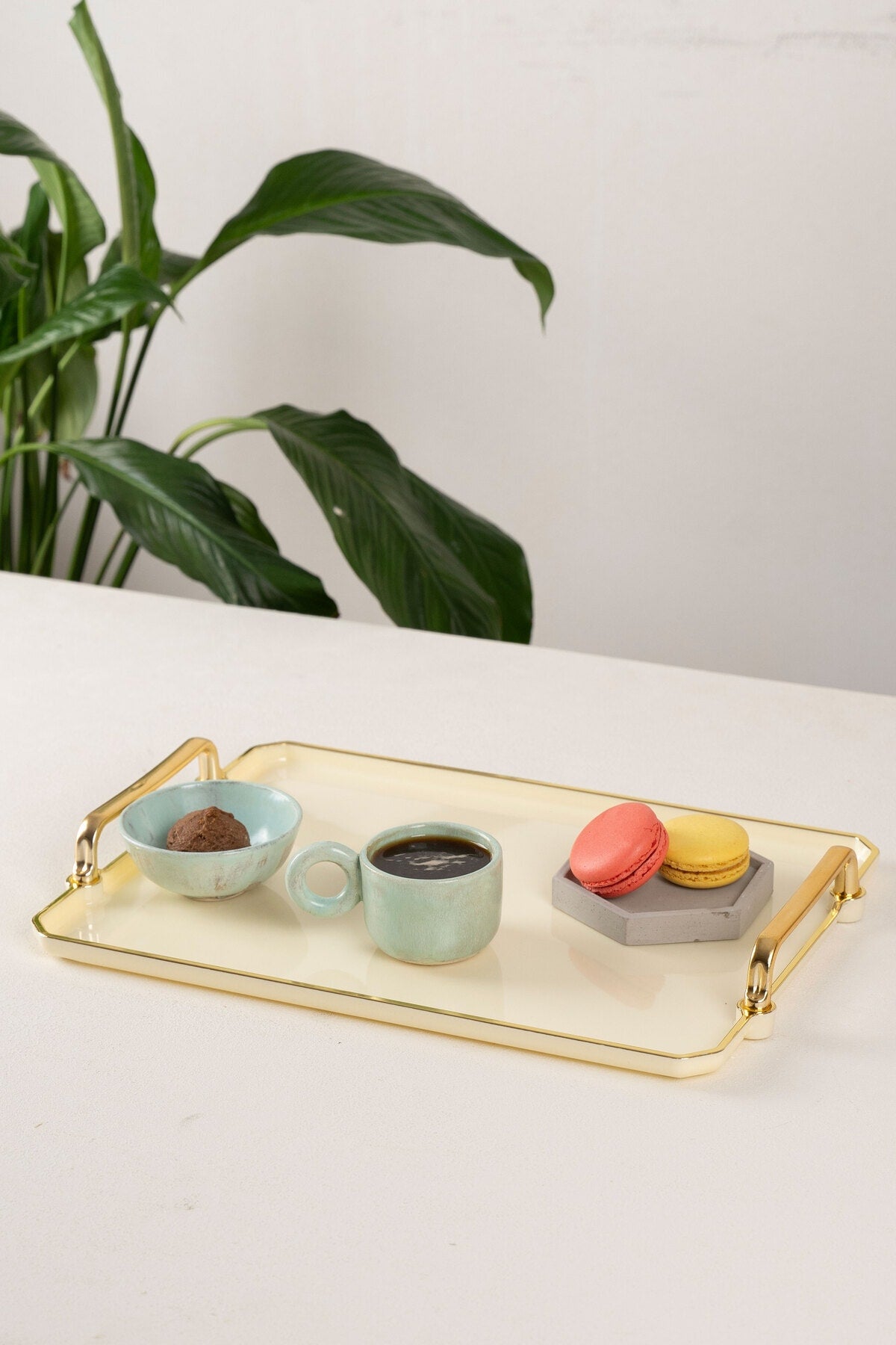 Cream Tray Presentation Decorative Home Tableware Kitchen Tea Coffee Tray