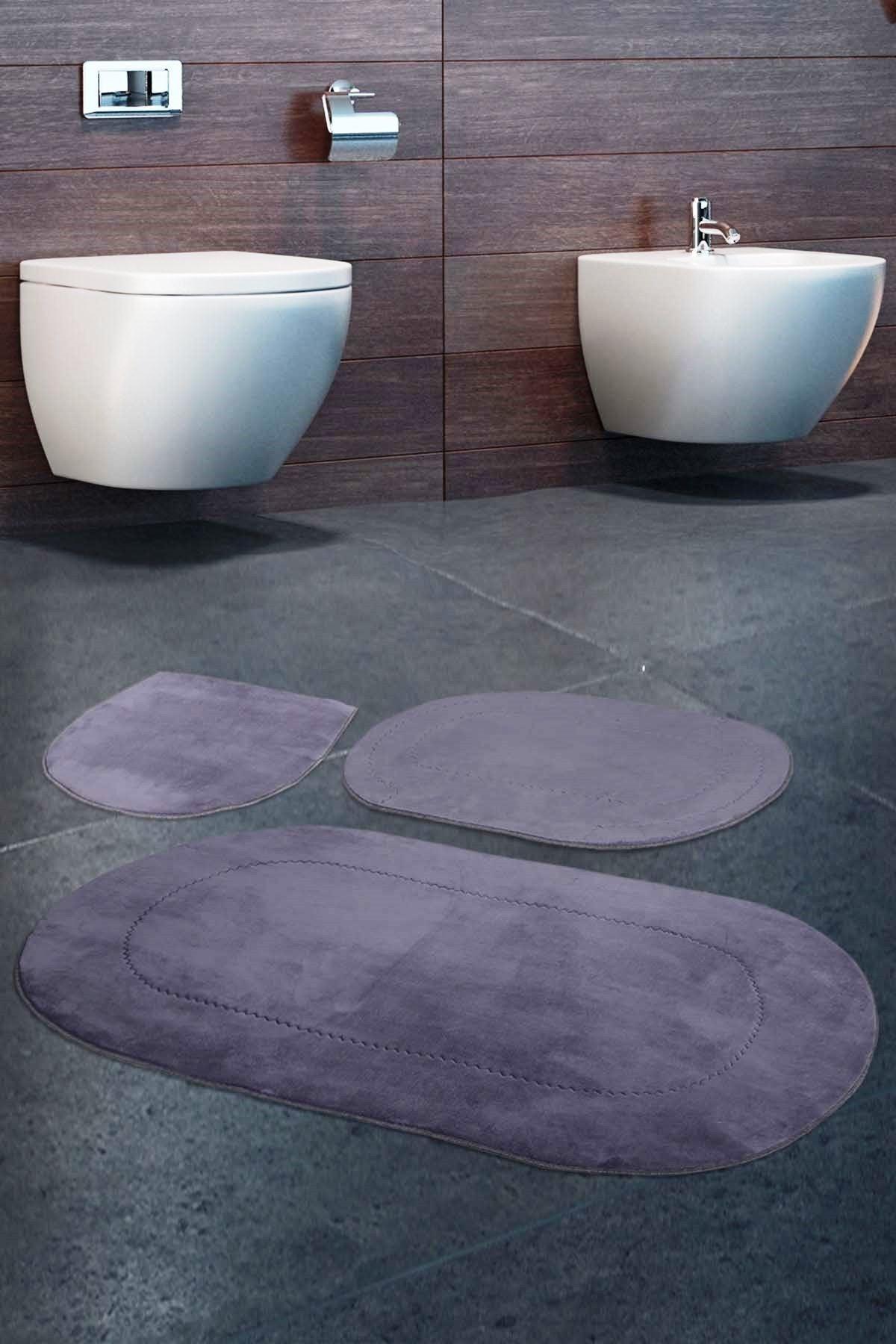 Rixos Gray 3 Pcs Bathroom Carpet Mat Set Non-Slip Toilet Seat Set - Swordslife