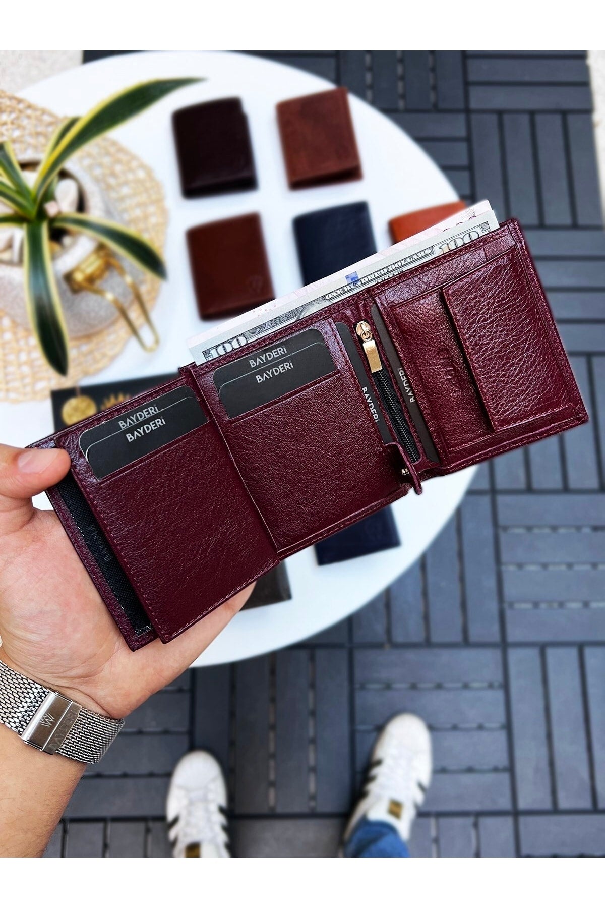 Luna Genuine Leather Gentle Men's Wallet Claret Red With Handy Coin Holder