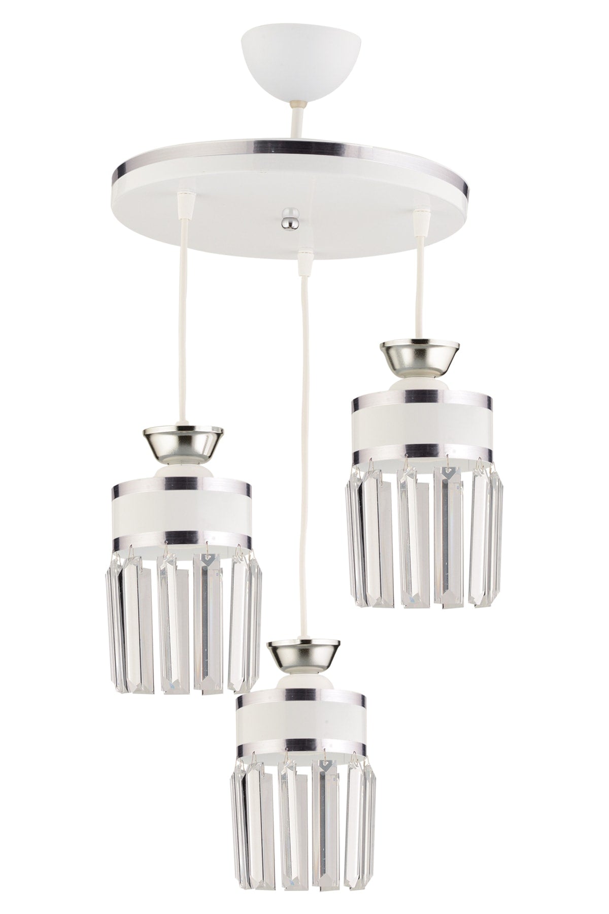 September 3-Piece Pendant Lamp Tray White Chrome Crystal Stone Gilded Modern Luxury Chandelier