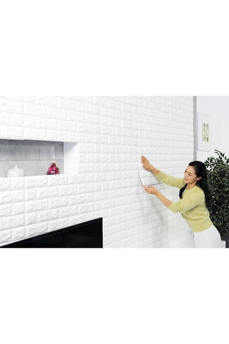 3d White Brick Panel 77x70 Cm Self Adhesive Cushion Panel Wall Panel - Swordslife