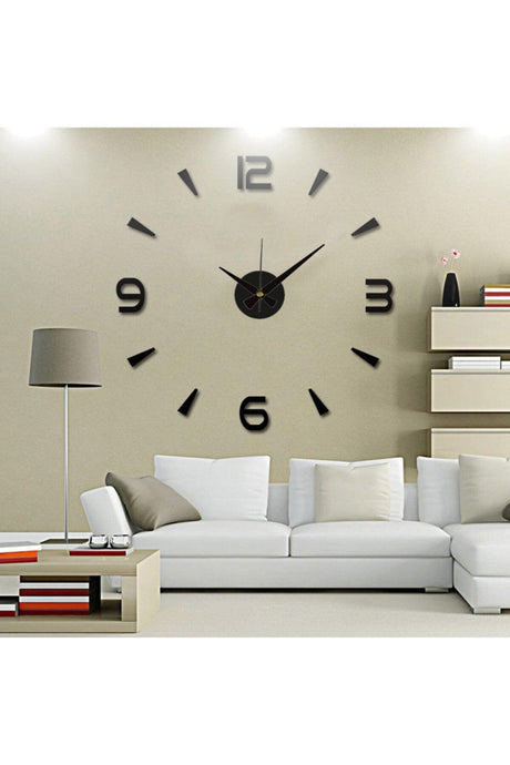 3d Latin Numeral Wall Clock Big Size Black Numeral Height 10 Cm - Swordslife