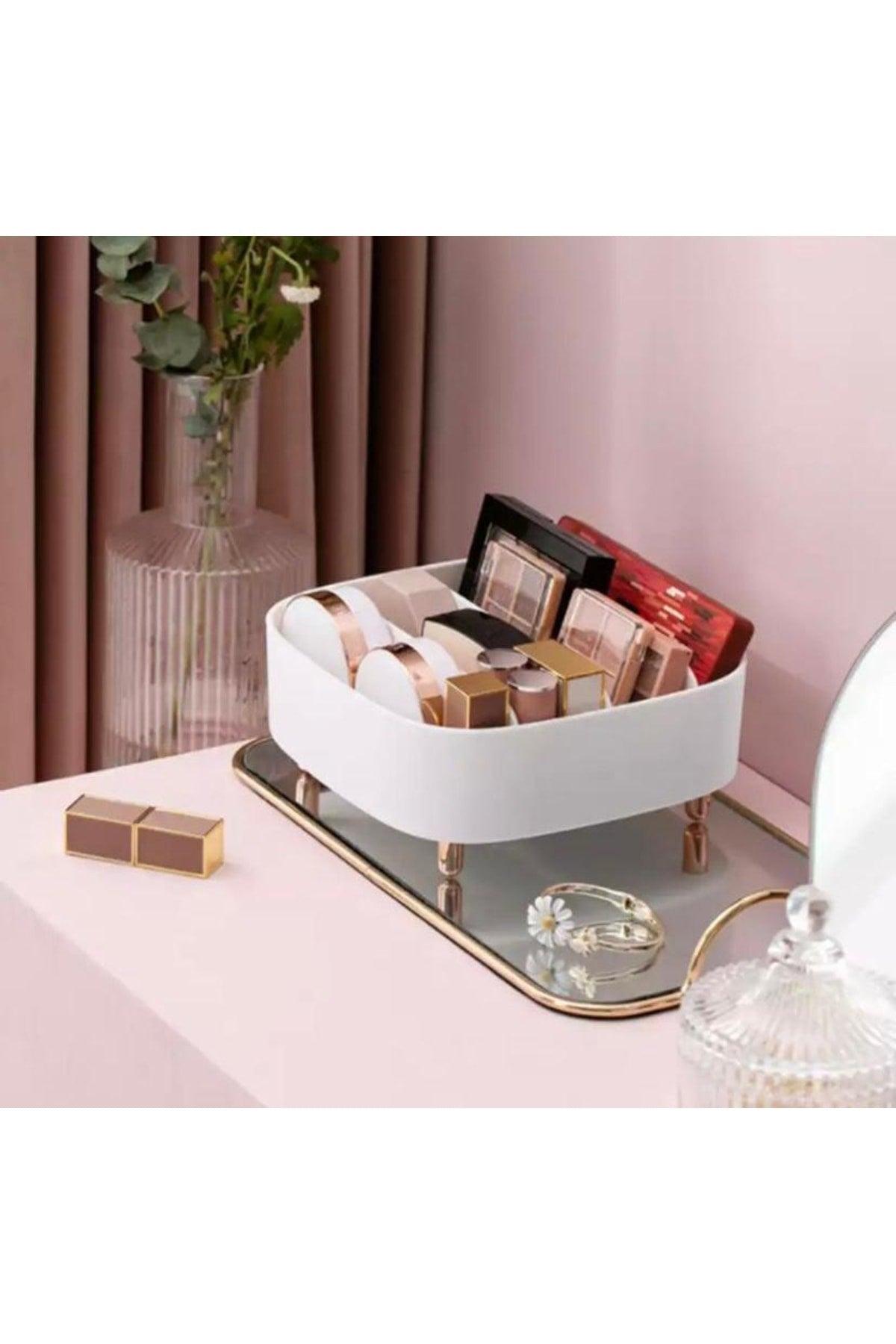 4 Compartment Makeup Organizer-white