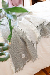 Layers Muslin Fringed Almond Green-natural Single Pique - Swordslife