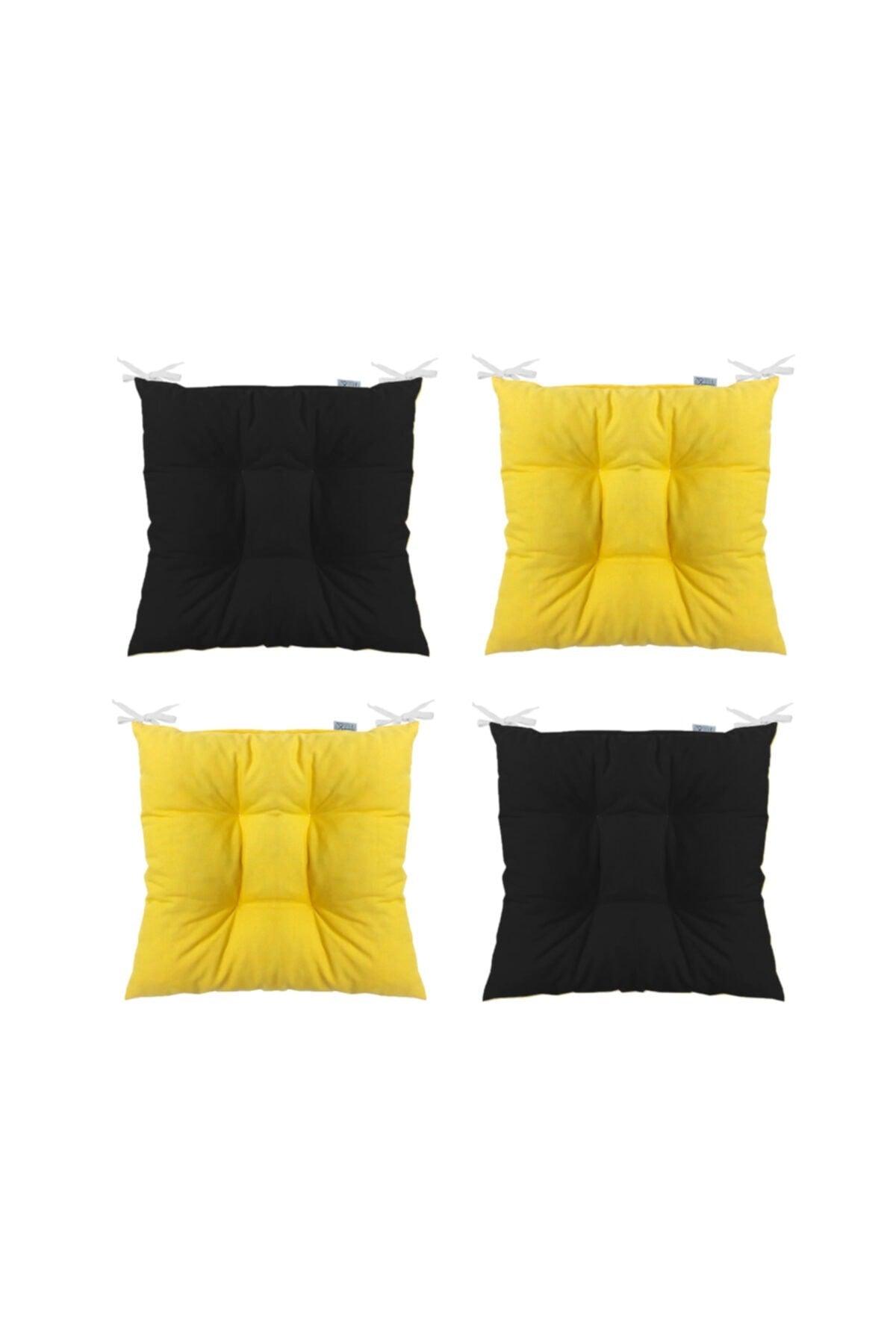 4-Piece Combination Pofidik Square Chair Cushion 40 X 40 cm Yellow Black - Swordslife