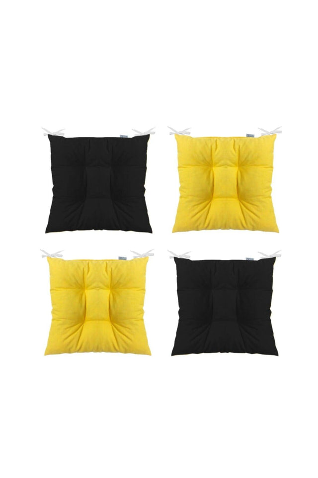 4-Piece Combination Pofidik Square Chair Cushion 40 X 40 cm Yellow Black - Swordslife