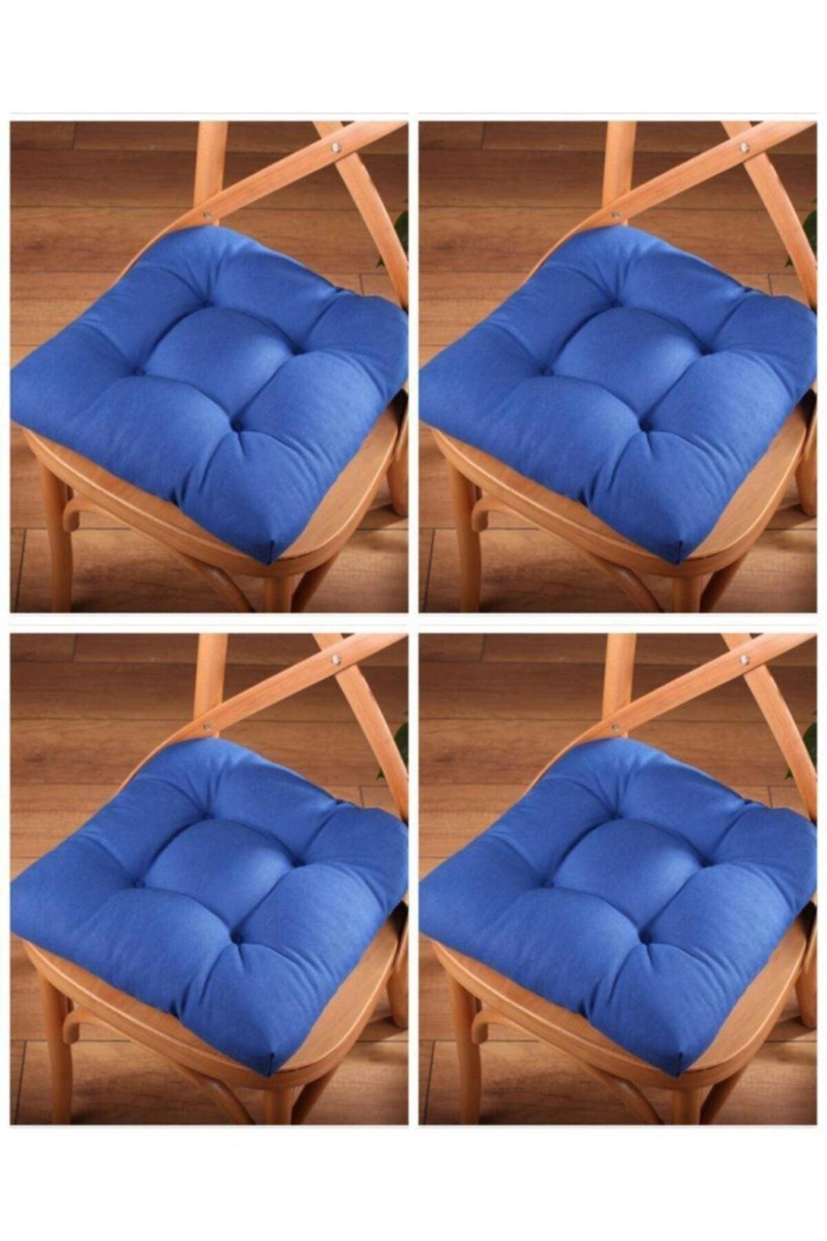 4-Set Luxury Pofidik Navy Blue Chair Cushion Specially Stitched Laced 40x40cm - Swordslife