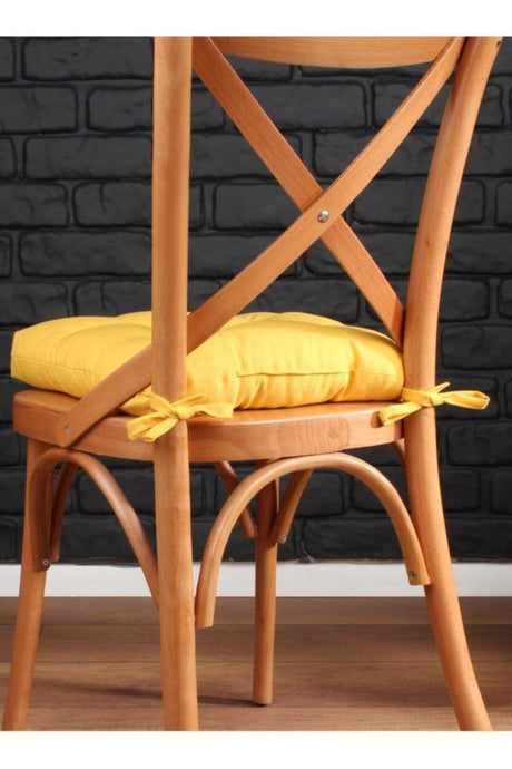 4 Pcs Lux Pofidik Yellow Chair Cushion Special Stitched Laced 40x40cm - Swordslife