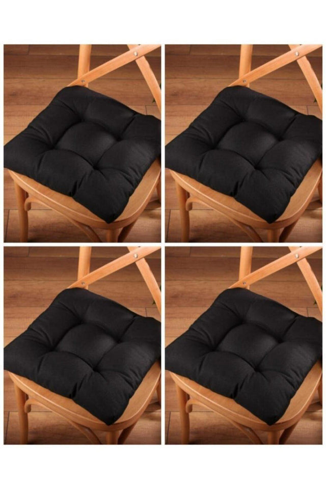 4 Pcs Lux Pofidik Black Chair Cushion Special Stitched Laced 40x40cm - Swordslife