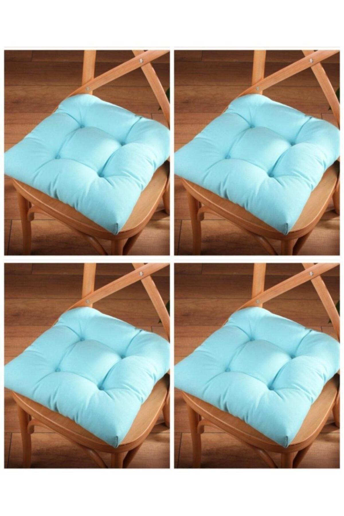 4 Pcs Lux Pofidic Turquoise Chair Cushion Special Stitched Laced 40x40cm - Swordslife