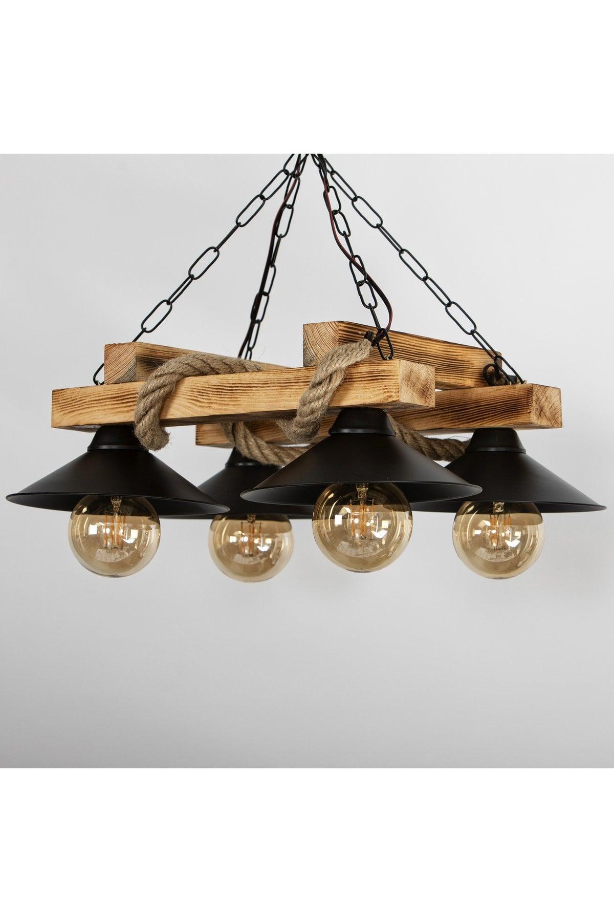 4 Pcs Natural Wooden Retro Tray Decorative Rustic Design Stylish Chandelier - Swordslife