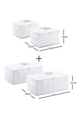 Set of 4 White Color Printed Storage Bags - Swordslife