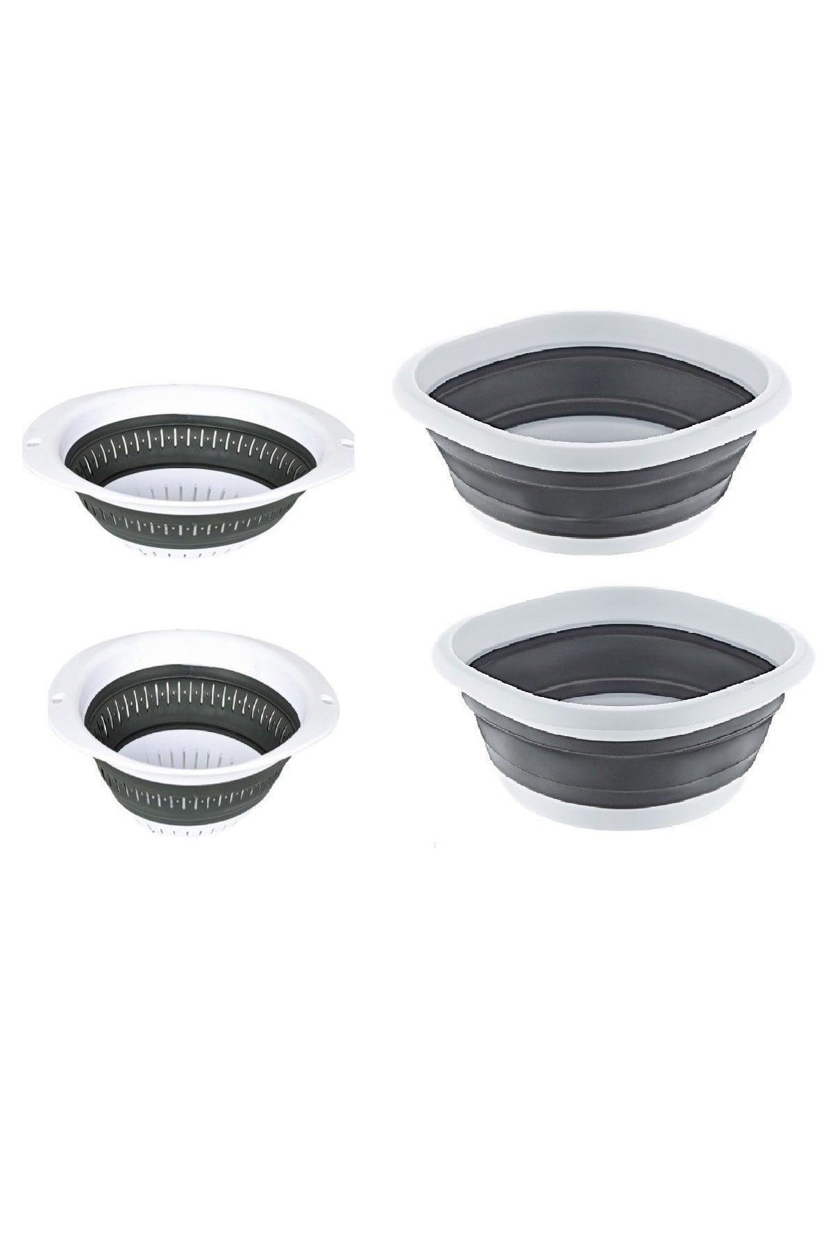 4 Pieces Folding Accordion Strainer And Basin Set - Swordslife
