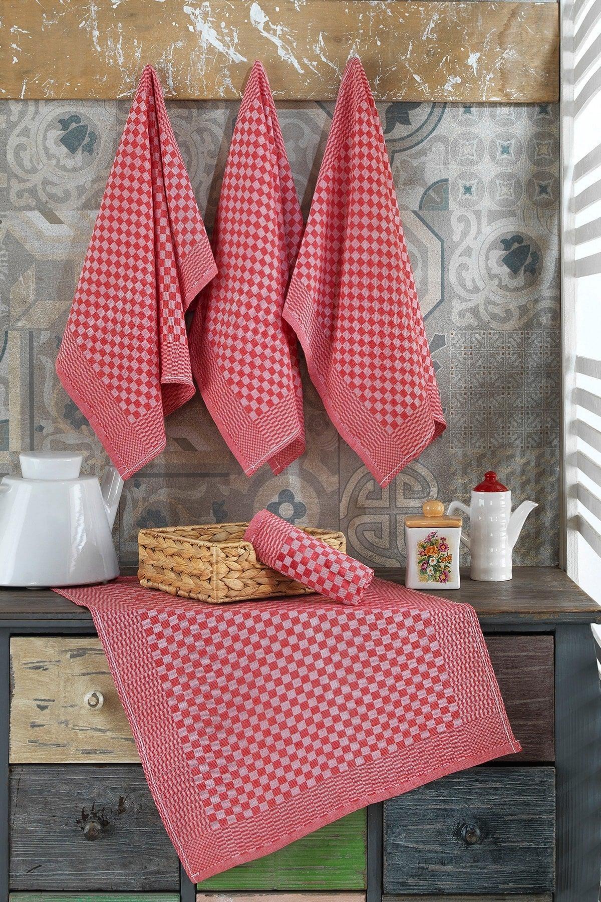 40x60cm 5 Pcs Kitchen Napkin Drying Towel – Dama Claret Red - Swordslife