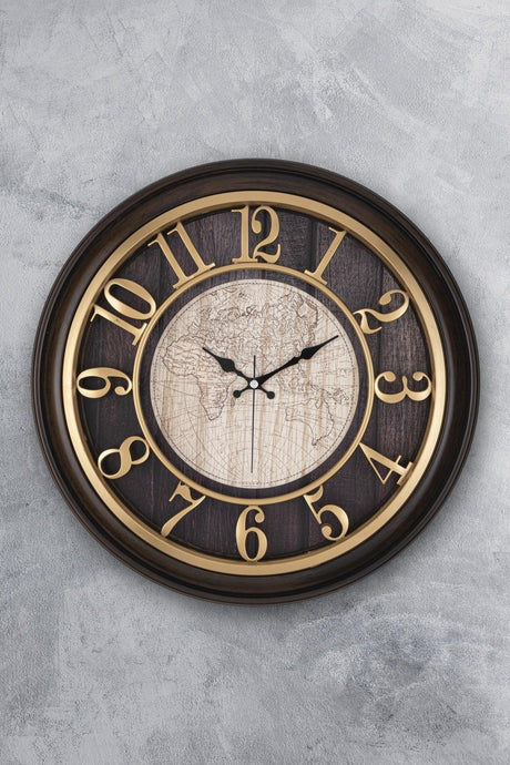 46 Cm Wooden Look 3d Embossed Flowing Seconds Silent Mechanism Decorative Wall Clock - Swordslife