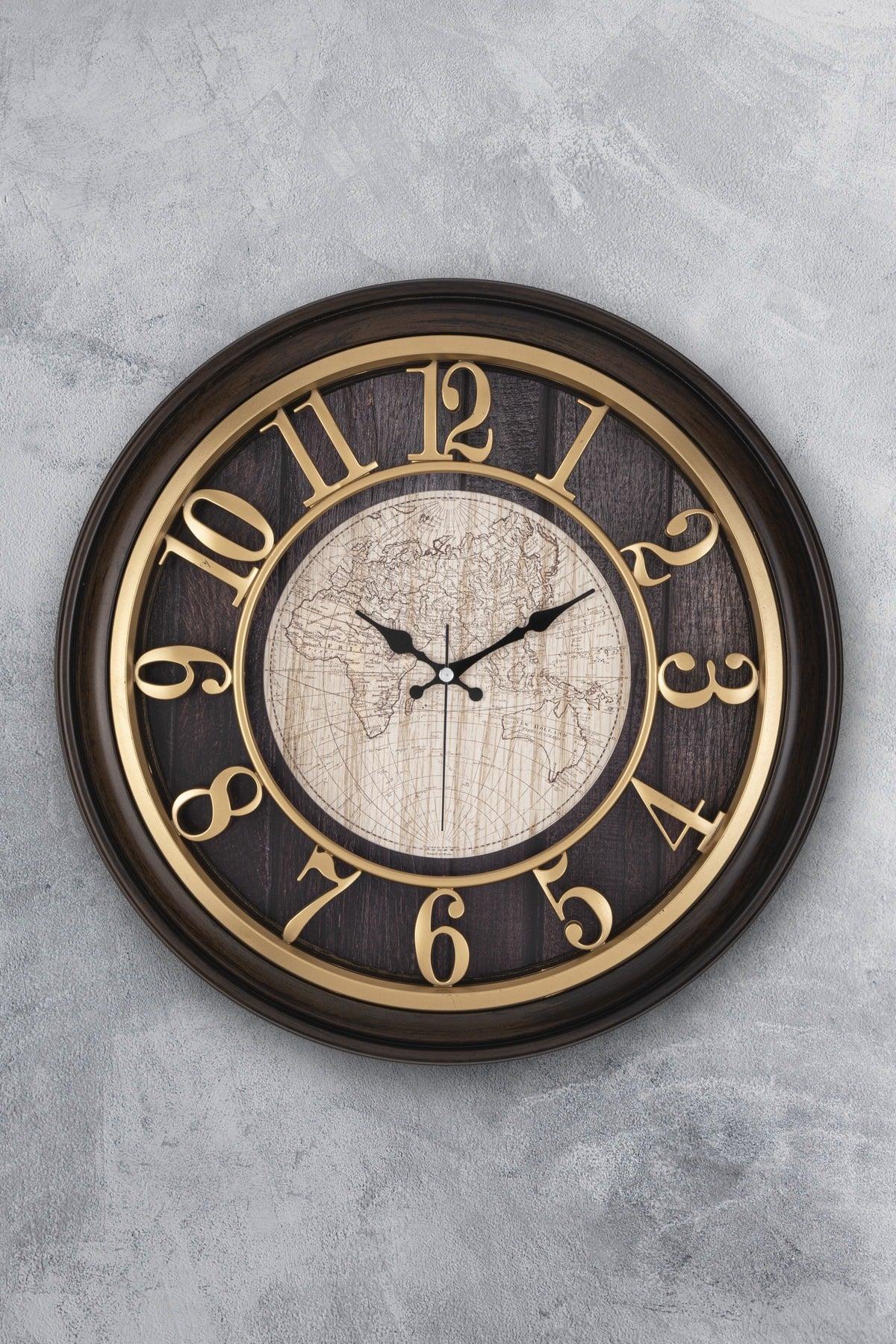 46 Cm Wooden Look 3d Embossed Flowing Seconds Silent Mechanism Decorative Wall Clock - Swordslife