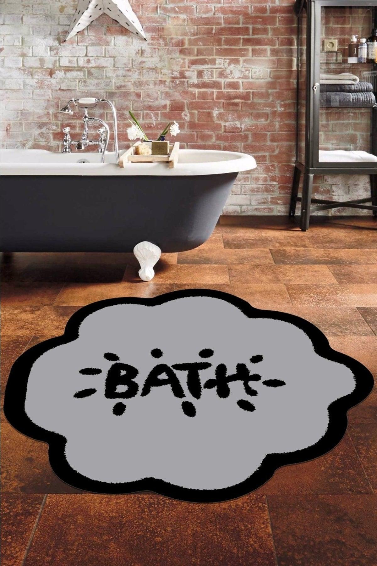 Bath Mat, Bath Written, 80cmx80cm, Round, Non-Slip Floor Carpet - Swordslife