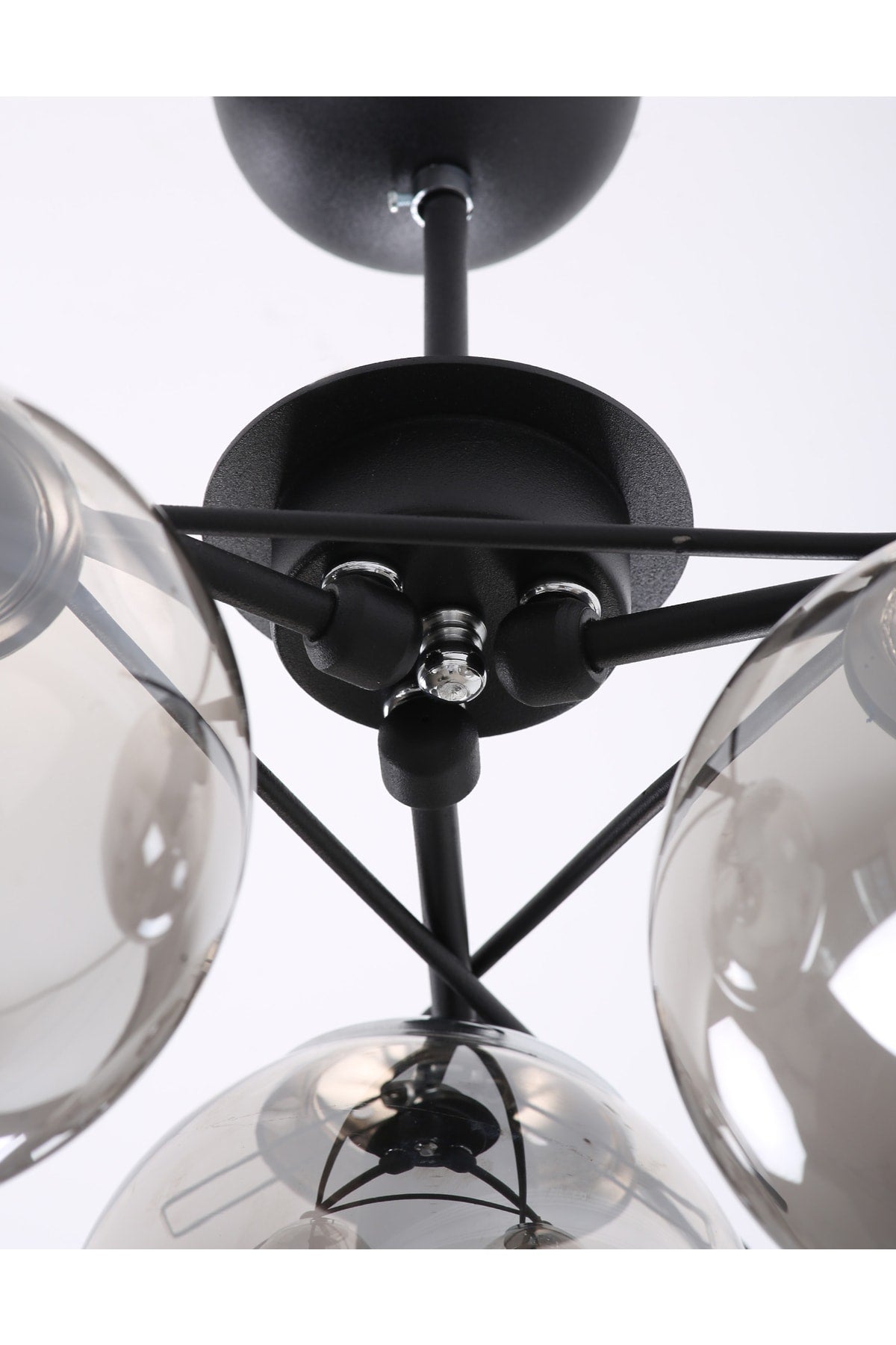 Triangle Black Chrome 3 Smoked Glass Chandelier