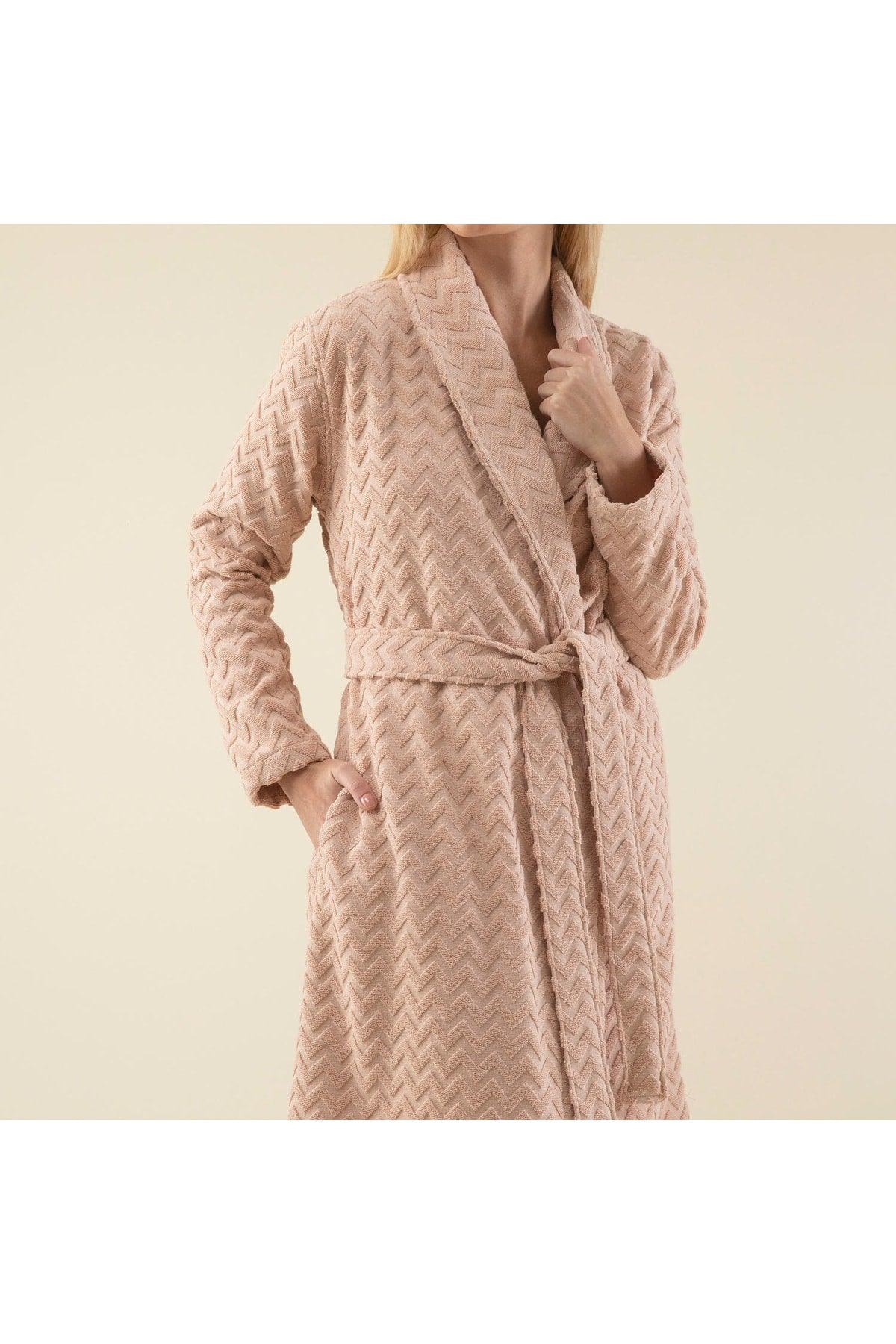 Zigzag Women's Bathrobe Dark Salmon - Swordslife