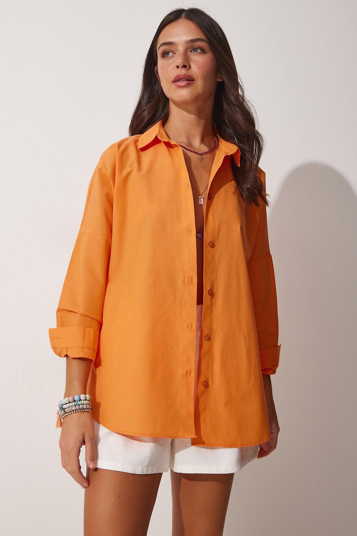 Women's Mandarin Oversize Long Basic Shirt DD00842 - Swordslife