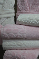 Family Bathrobe Set Set 8 Pieces 100% Cotton Pink-cream - Swordslife
