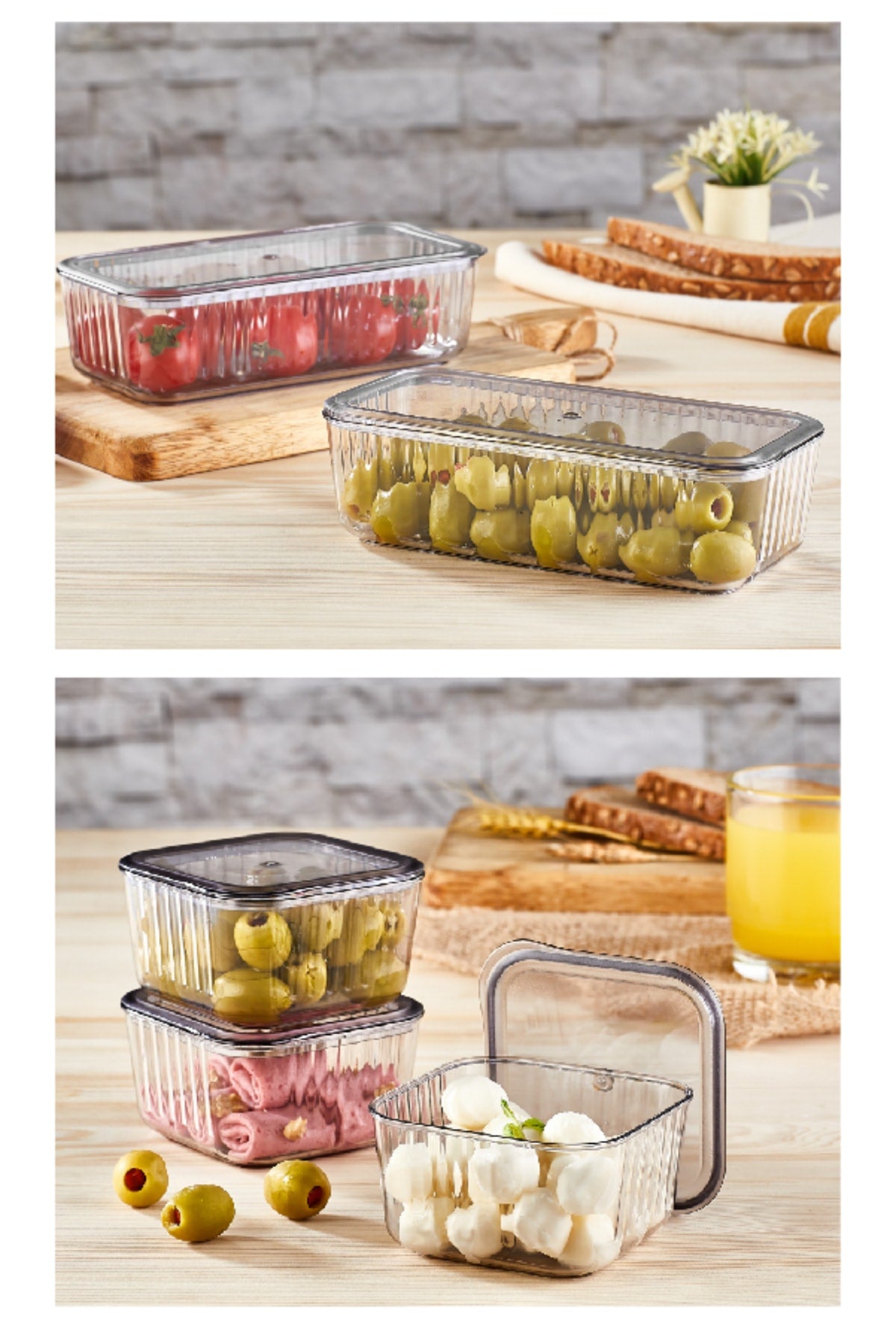 6 Square Compartment Covered Breakfast Set Acrylic