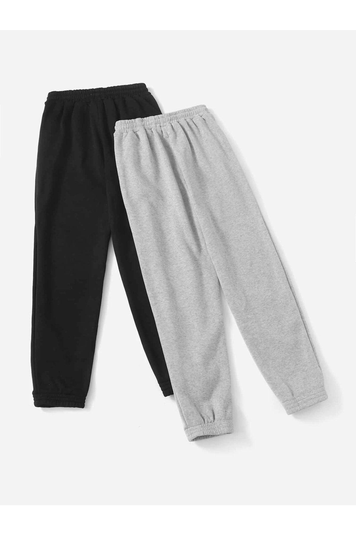 2-pack Jogger Sweatpants - Black And Grey, Elastic Legs, High Waist, Summer - Swordslife