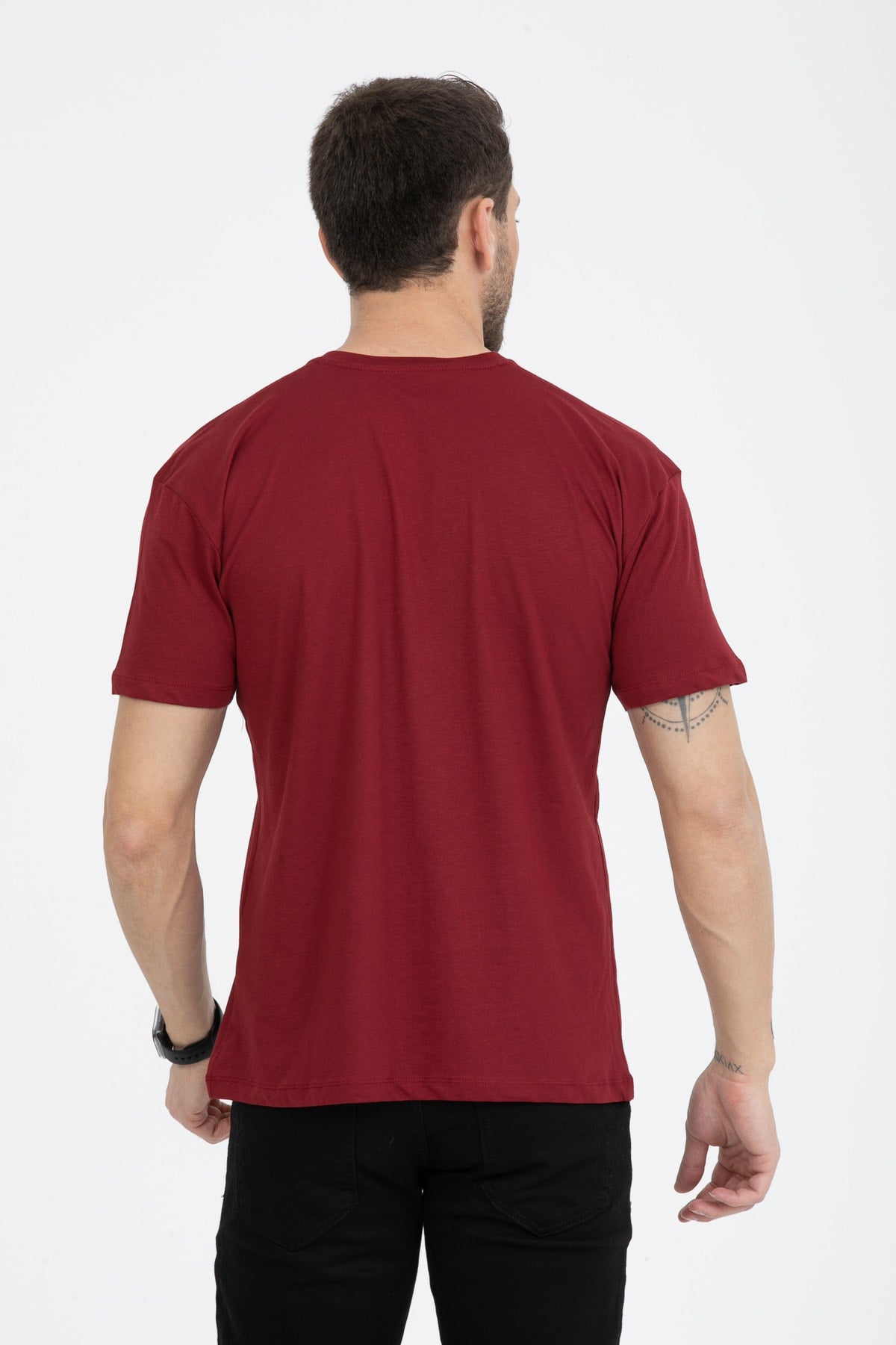 Men's Printed T-Shirt Regular Fit Claret Red