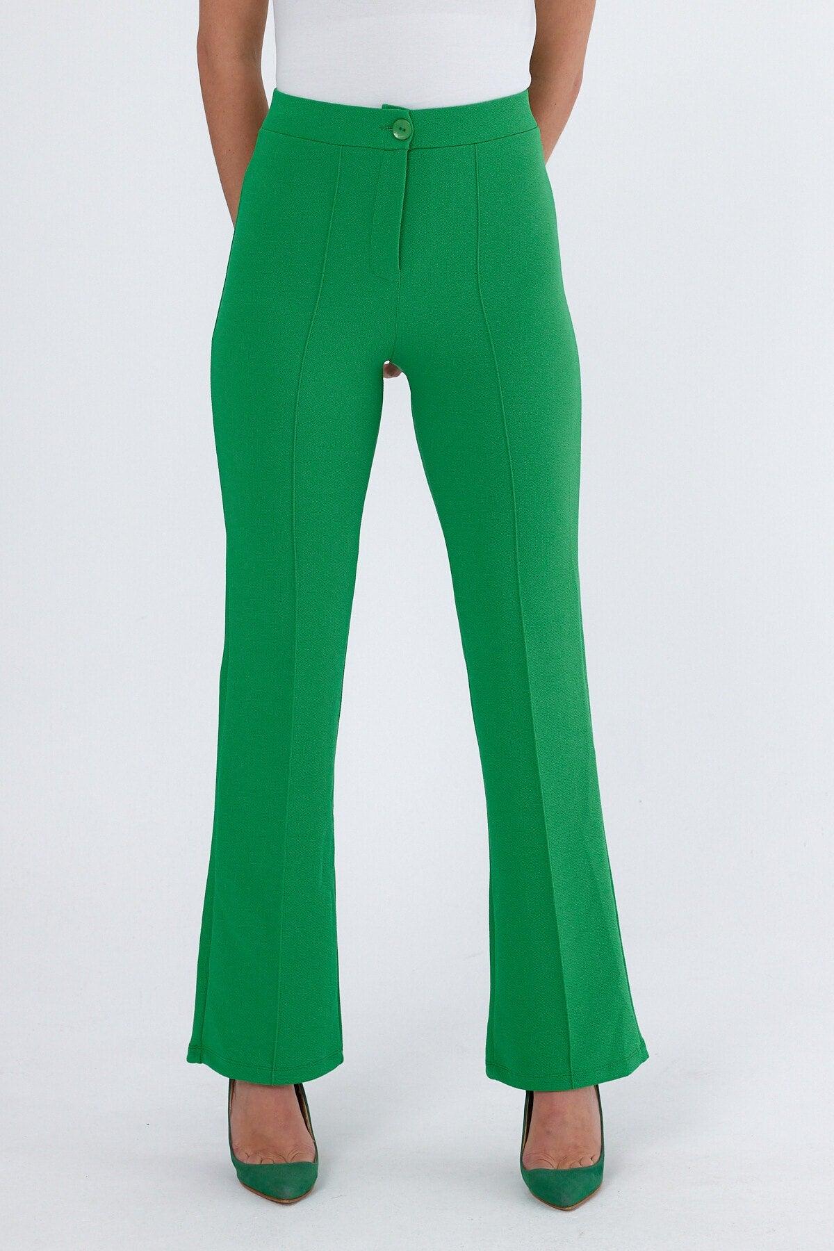 Women's Green High Waist Gatherer Bell-Red Palazzo Pants - Swordslife