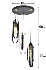 Koza 3-Piece Round Black Modern Young Room Kitchen Retro Living Room Pendant Lamp Chandelier