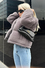 Smoked Plush Basic Crop Coat Mg1634 - Swordslife