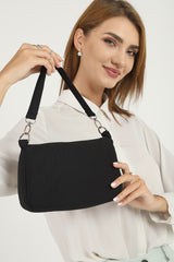 Black U16 Daily Sport Canvas Fabric Baguette Women's Hand And Shoulder Bag U:23 E:15 W:7