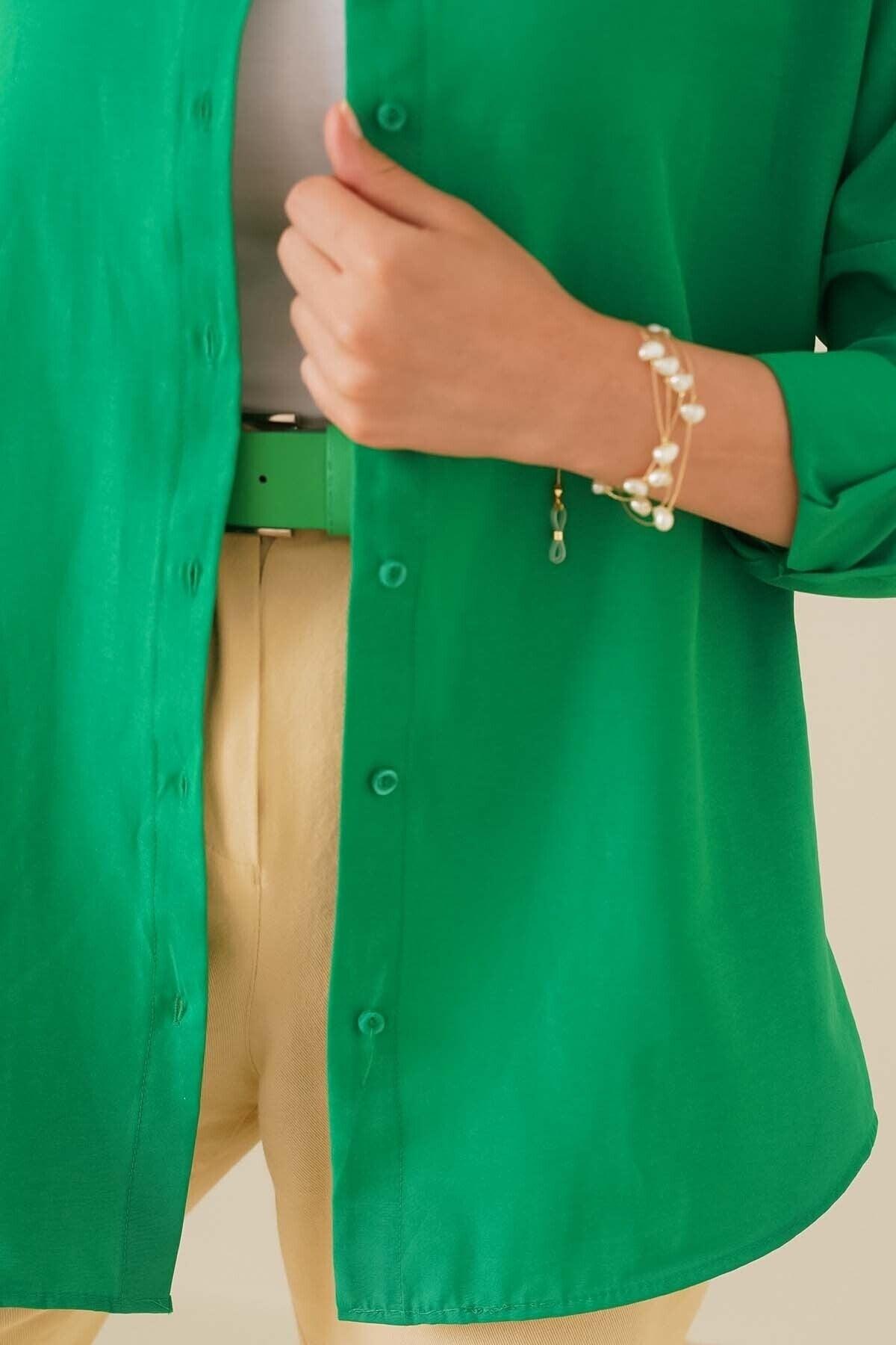 103901 Oversize Basic Hijab Shirt - Green - Swordslife
