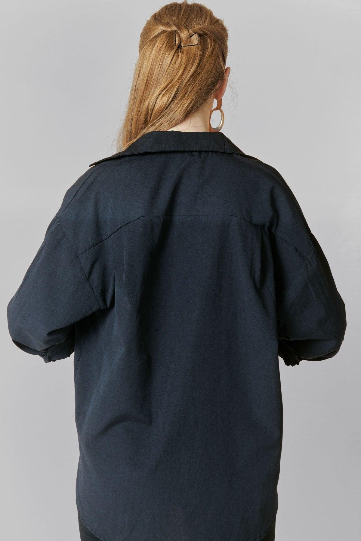 Women's Black Oversize Long Basic Shirt - Swordslife