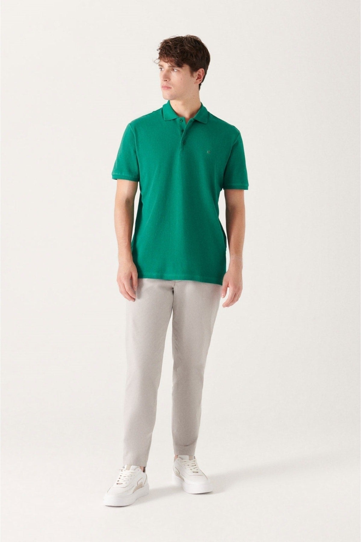 Men's Green 100% Cotton Breathable Standard Fit Normal Cut Polo Neck T-shirt E001004