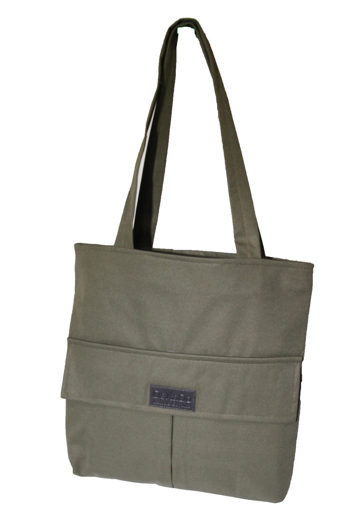 Women's Khaki Bag Zippered Hand And Shoulder Bag Canvas Fabric Tote Bag