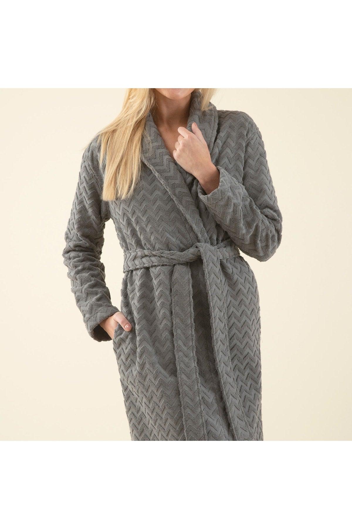 Zigzag Women's Bathrobe Anthracite - Swordslife