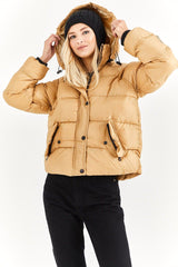 Women's Mink Hooded Print Detail Down Jacket - Swordslife