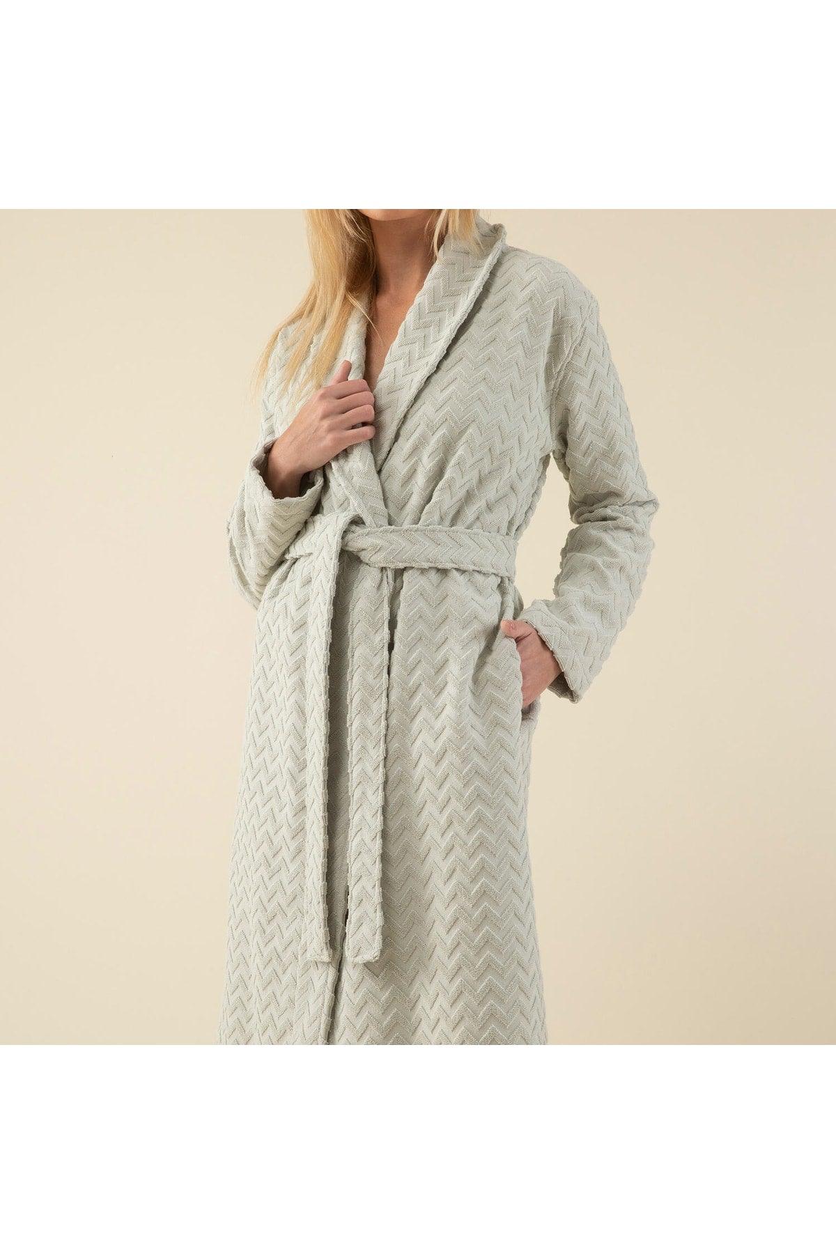 Zigzag Women's Bathrobe Sage - Swordslife