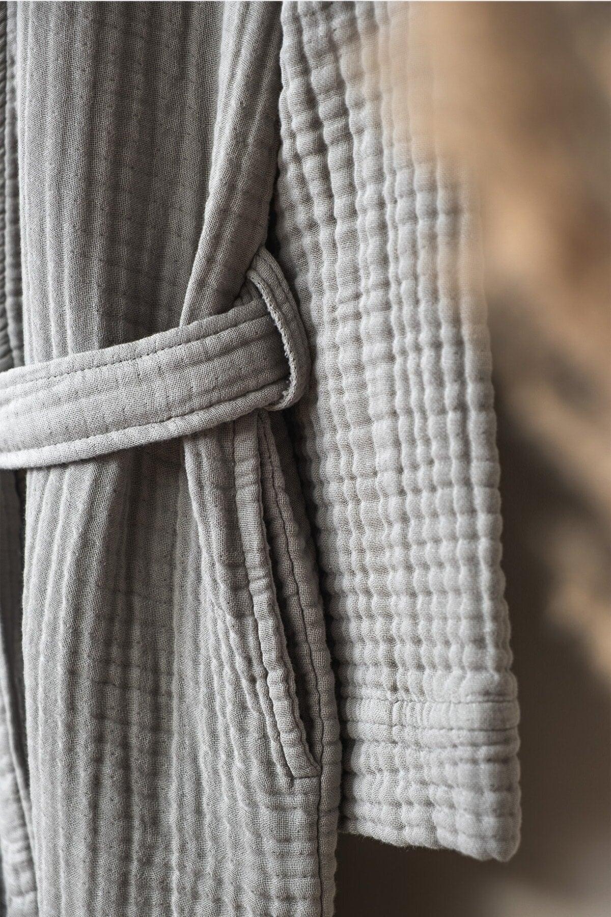 Unisex Kimono Muslin Bathrobe Gray - Swordslife