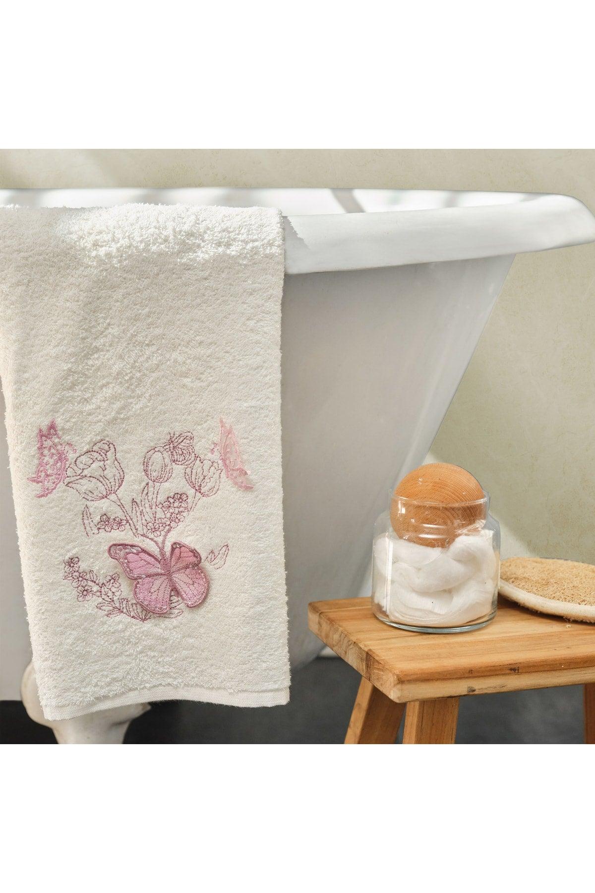 Karaca Home Butterfly 3d Embroidered Powder Beige Family Bathroom Set - Swordslife