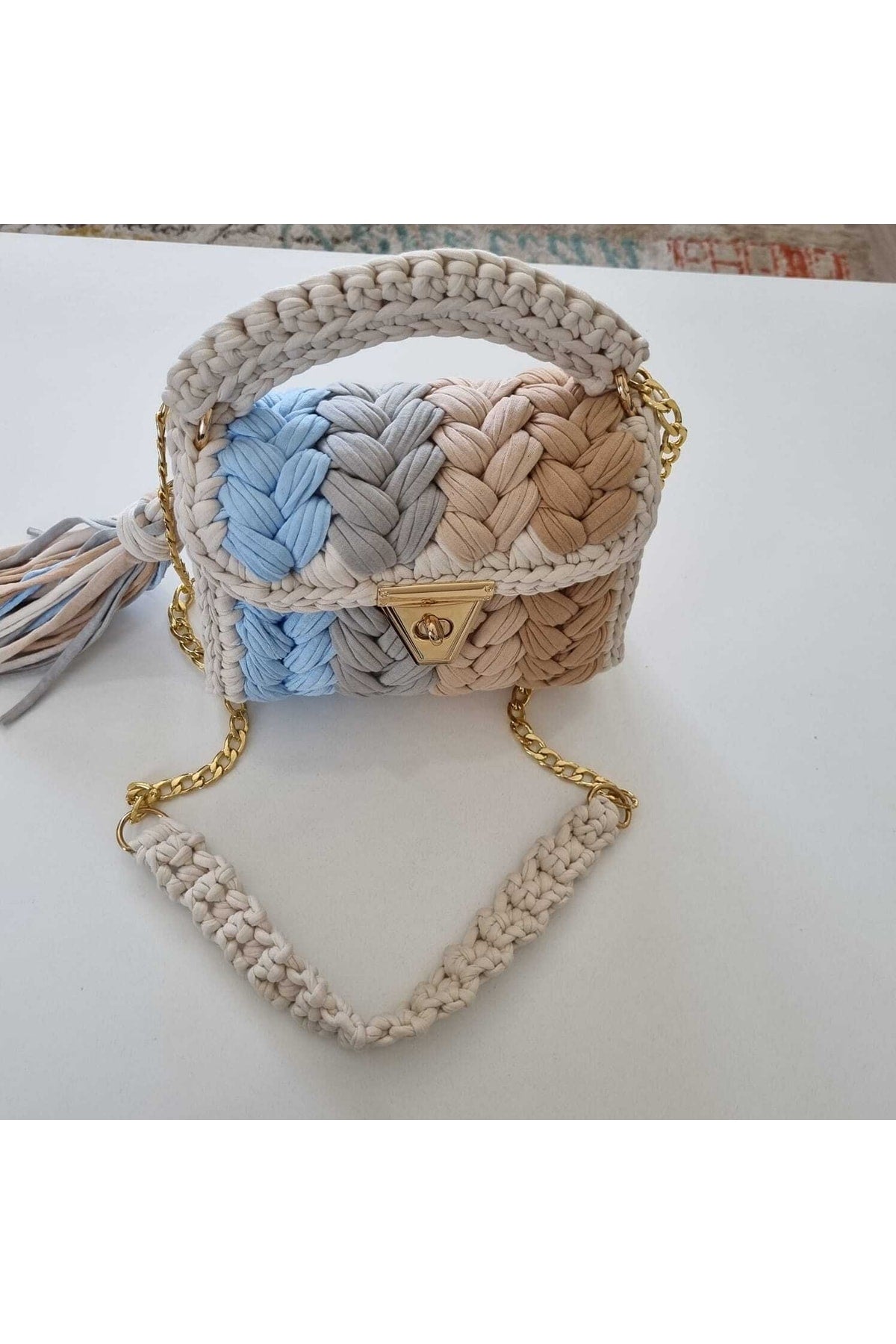 Women's Colorful Peanut Pattern Handmade Crocheted Combed Cotton Bag & Hand, Shoulder And Crossbody Luxury Bag