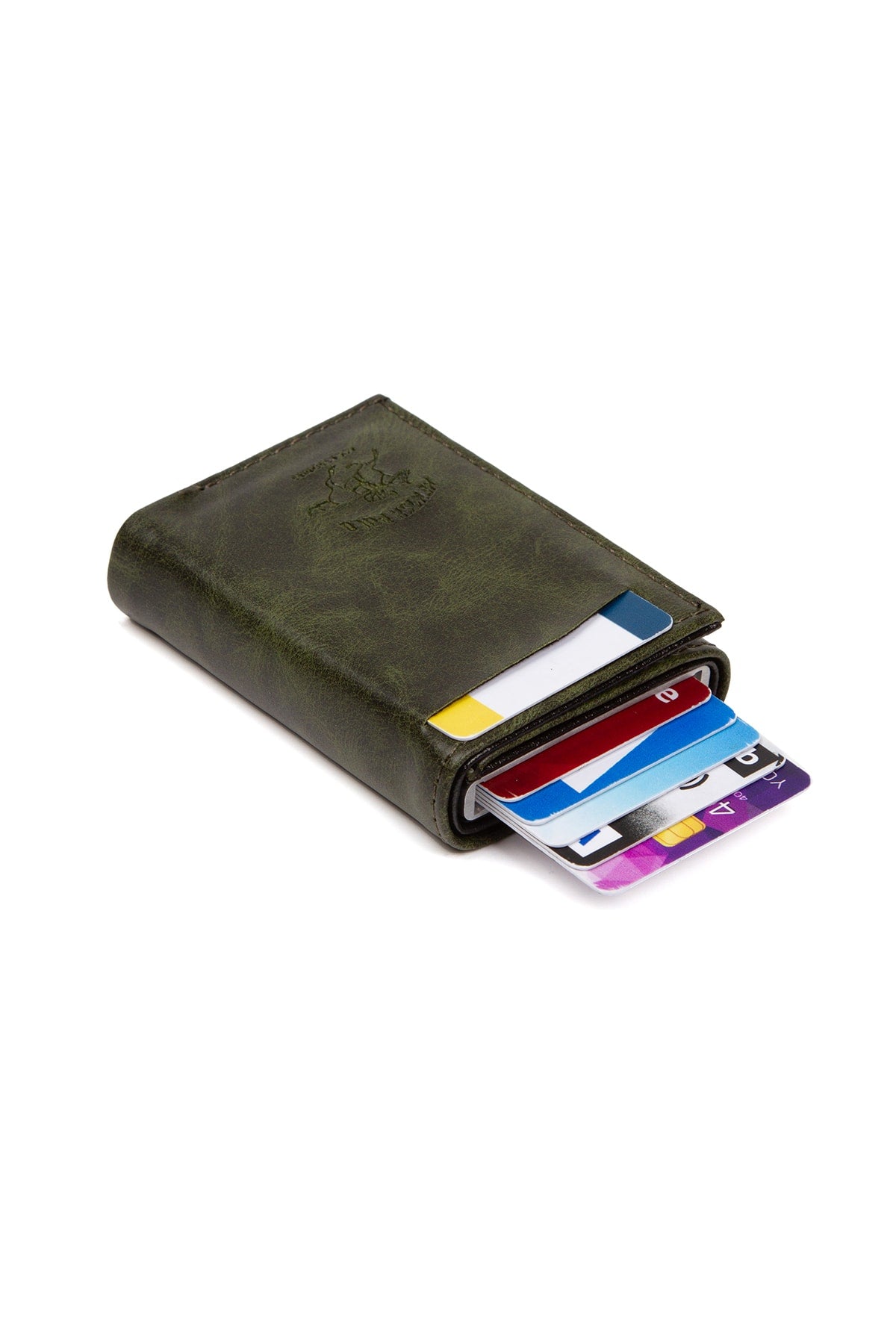 Men's Leather Aluminum Mechanism Sliding Card Holder Wallet with Paper Money Compartment (7,5x10cm)