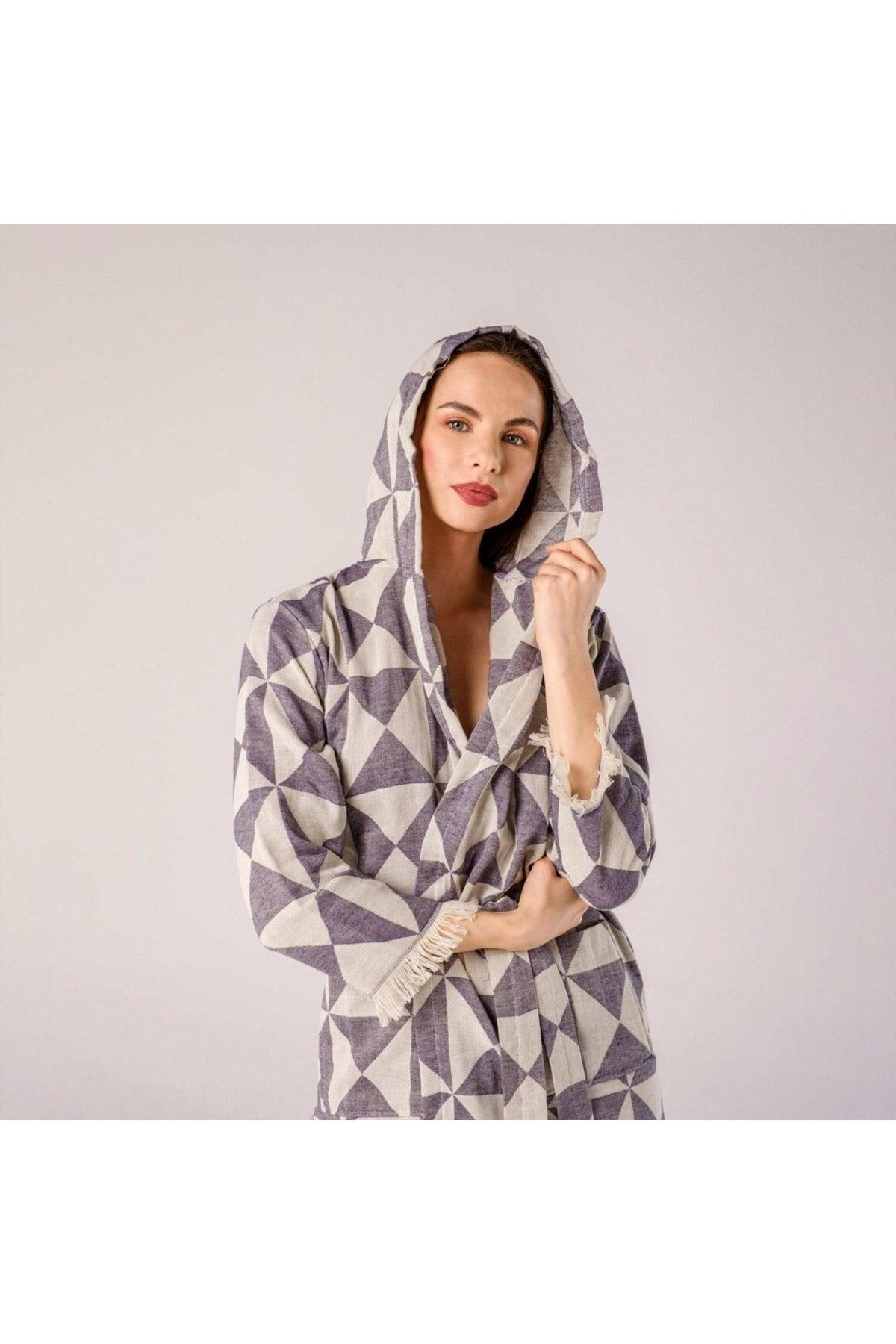 Pyramid Patterned Women's Peshtemal Beach Robe - Swordslife