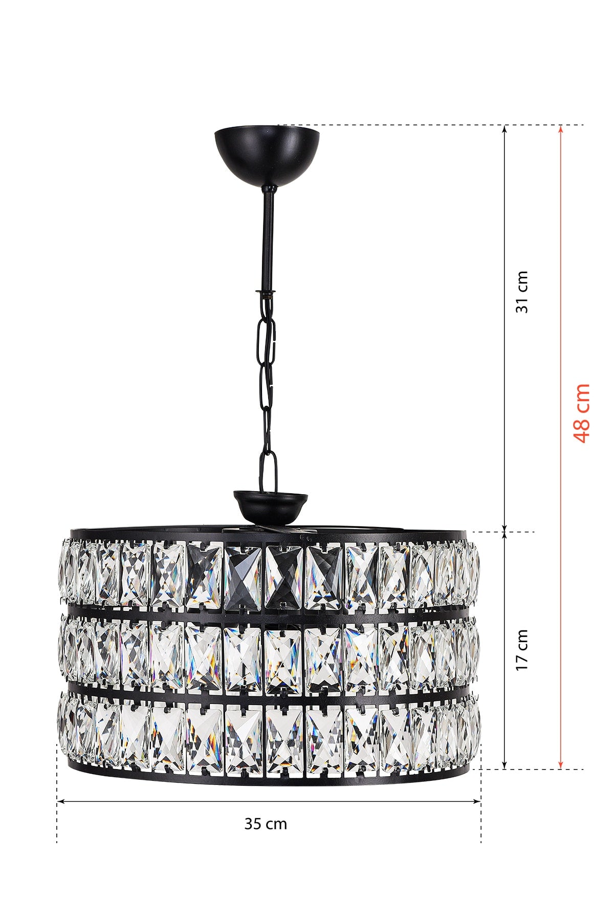 Heure Glass Chandelier Black Mdrn-45