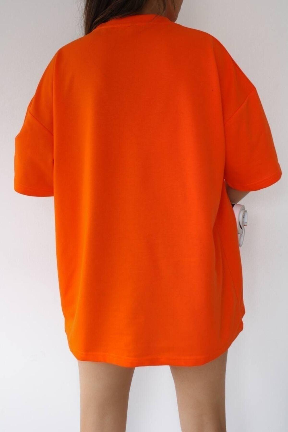 Unisex Orange Orange Crew Neck Cotton Oversize - Swordslife