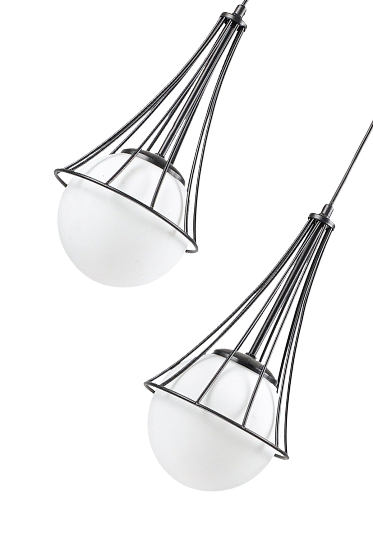 Lapis 2nd Black-white Globe Glass Chandelier